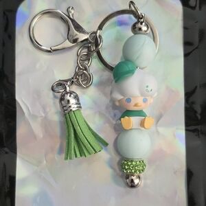 Charming Green and Silver Keychain Accessory